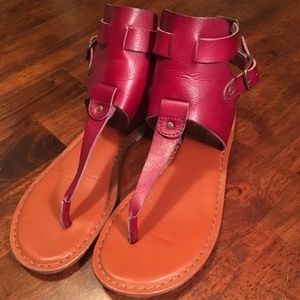 American Eagle, Leather Ankle Strap Thong Sandals